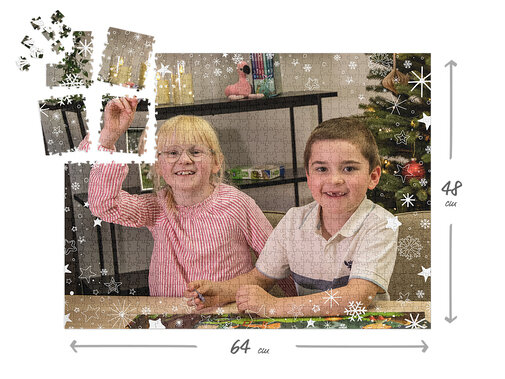 Puzzle 1000 dílků na 24 dní – vánoční koláže včetně vlastní krabičky.