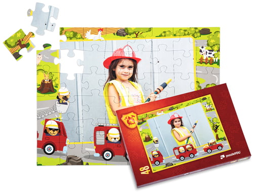 Rozložené puzzle s hasiči